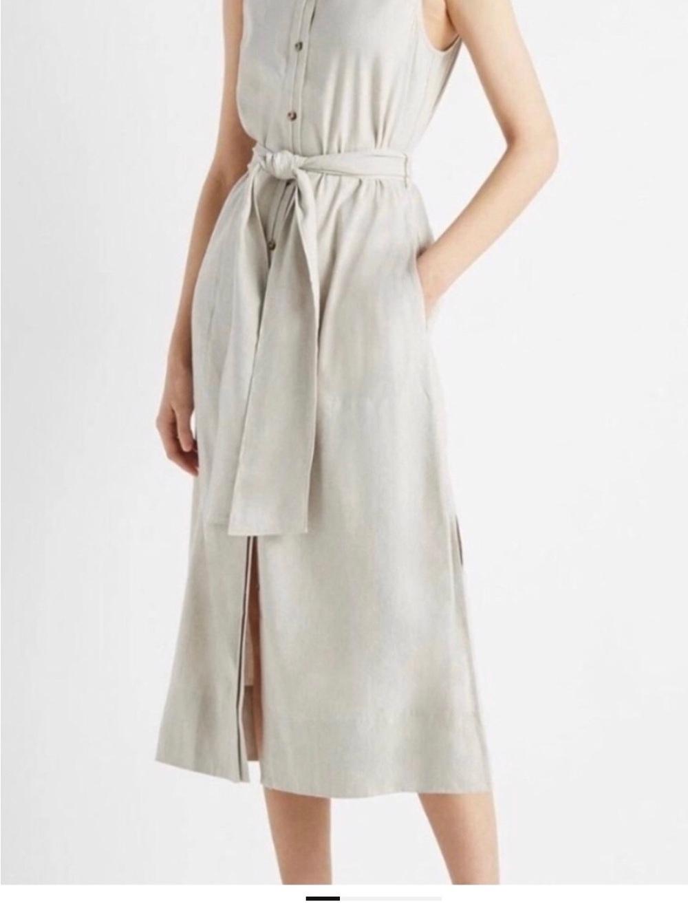 Club Monaco Sleeveless Button-Front Belted Midi Dress